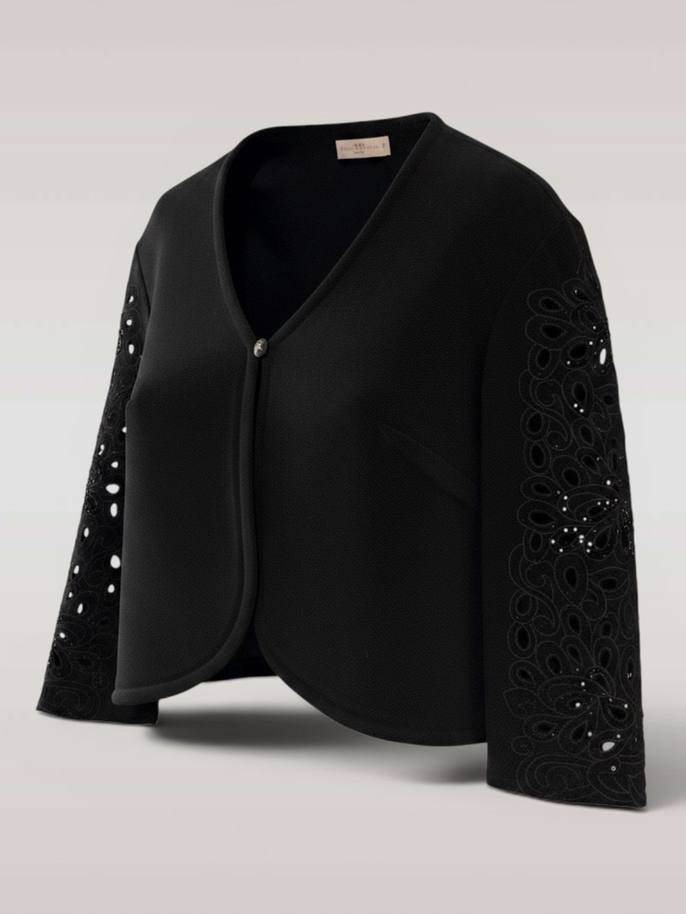 Joseph Ribkoff Black Embroidered Sleeve Blazer